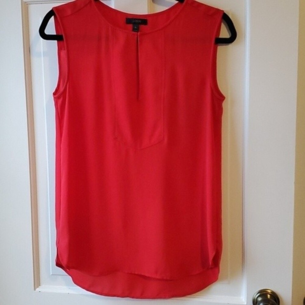 J. CREW RED FLOWY SLEEVELESS SHELL TOP BLOUSE SIZE 0 OFFICE LAYERING